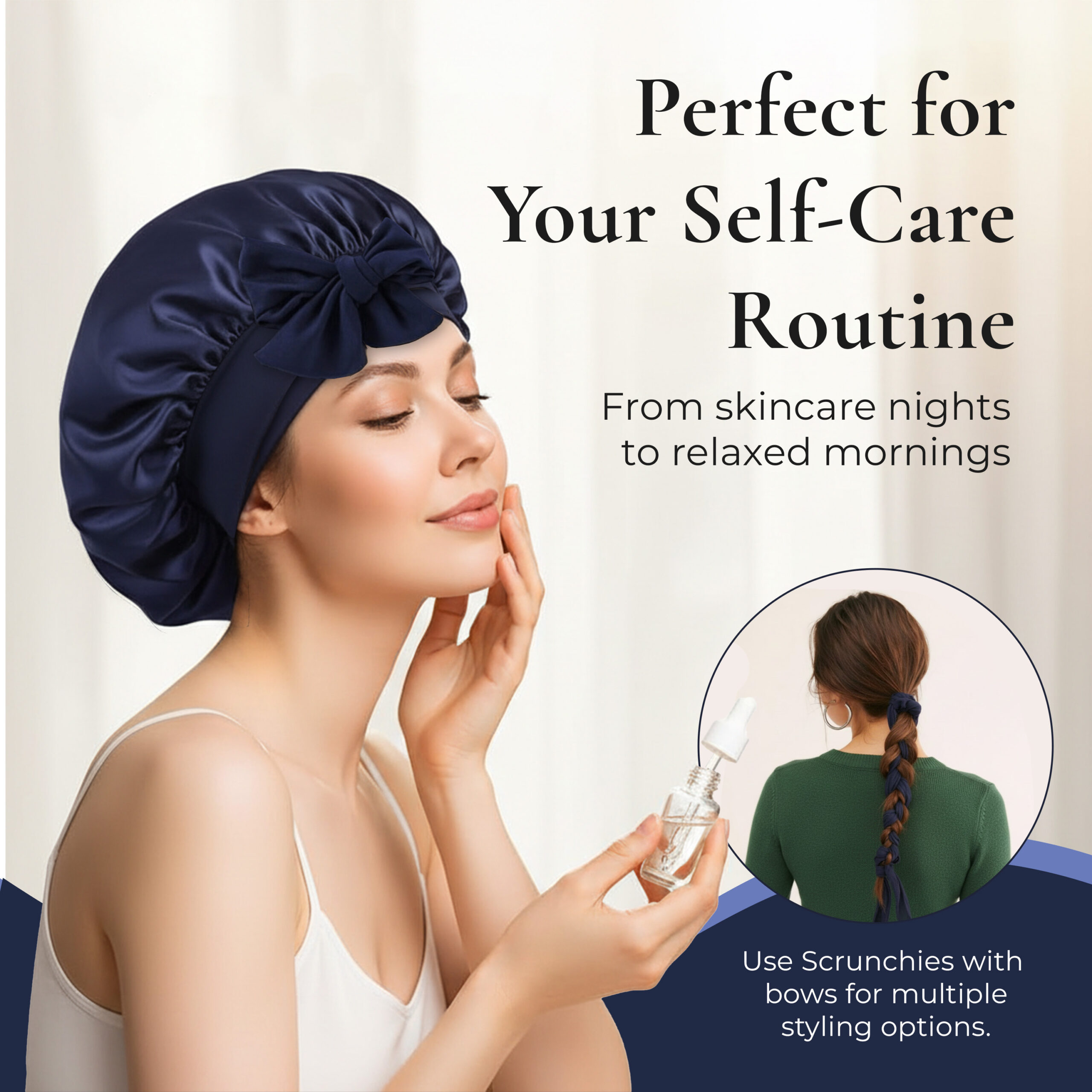 Premium Satin Hair Bonnet Blue